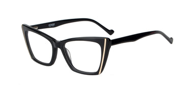 Women Vista Eyeglasses: Queen - Black - SpaceSMART Eye Clinic (Diagonal View)